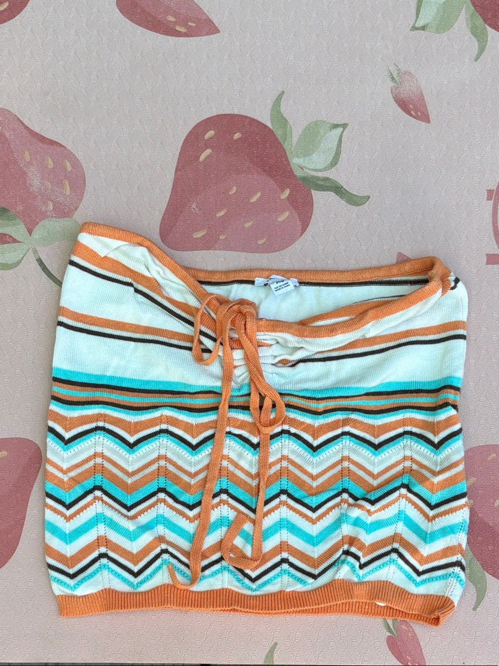 Garage Orange, Teal & Cream Chevron Knit Mini Skirt